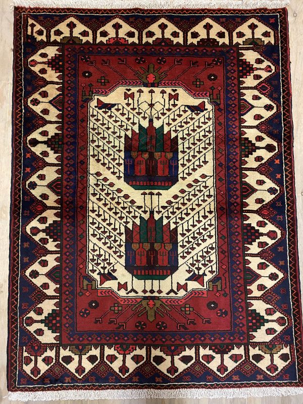 1.4×1.1M Antique Persian Saveh Rug