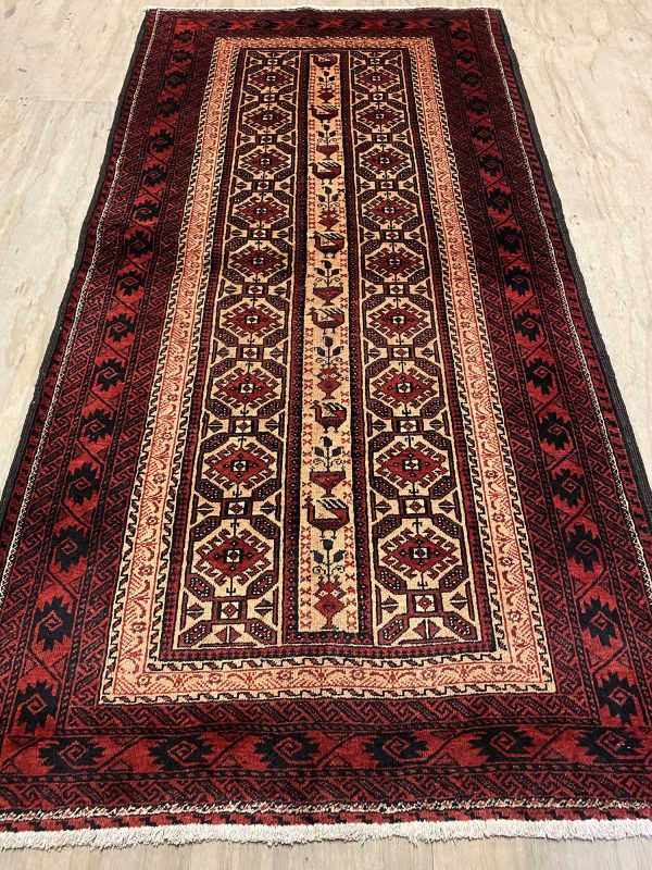 2x1M Persian Balouchi Nomadic Rug