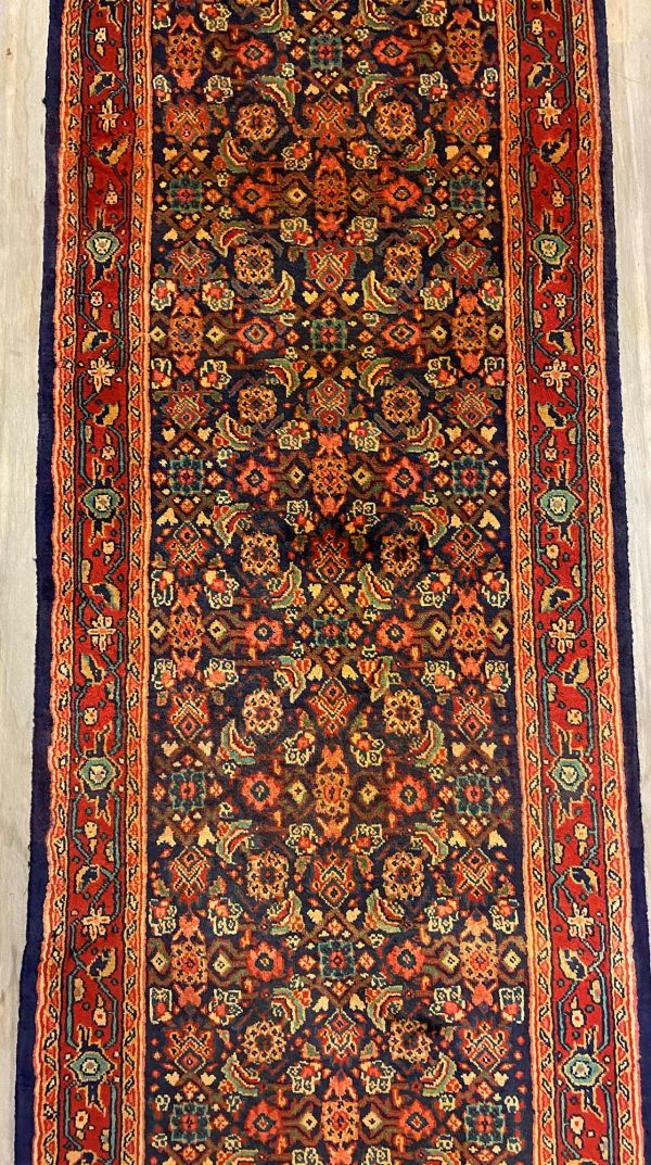 ANTIQUE 4M Handmade Hamedan Runner(45Years Old)