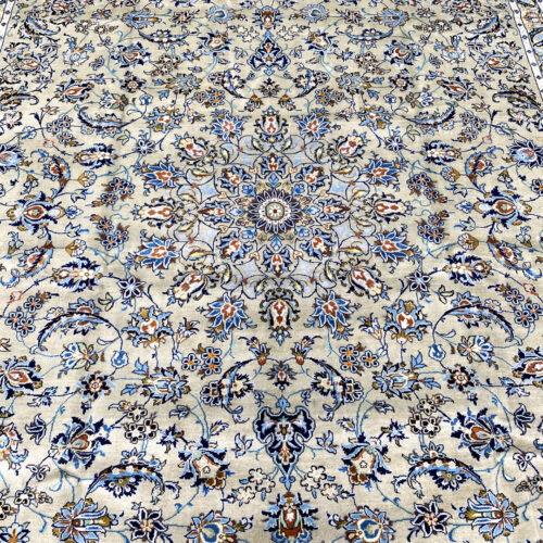 4x3M Signed Pistachio Tone Persian Kashan Rug