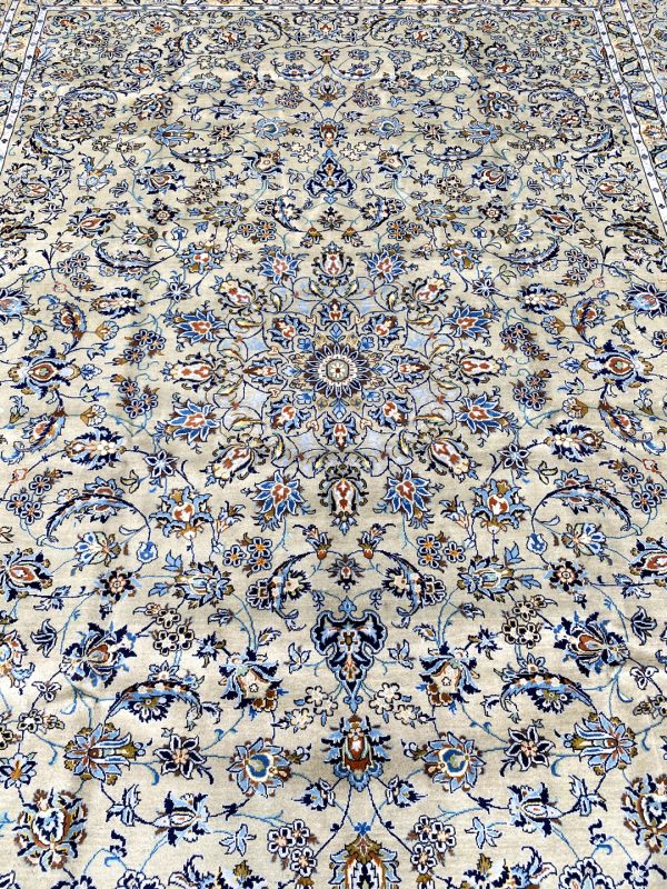 4x3M Signed Pistachio Tone Persian Kashan Rug