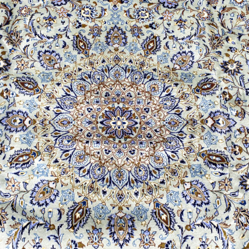 4.2x3M Signed Pistachio Tone Persian Kashan Rug