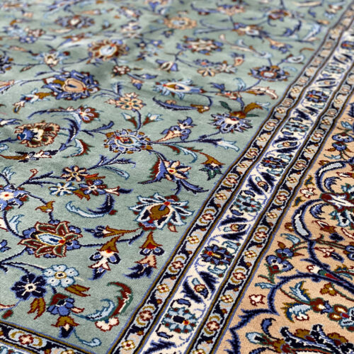 4x3M Pistachio Tone Persian Kashan Rug