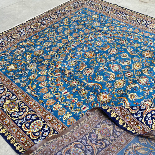 4.1x3M Signed Indigo Blue Kashan Rug