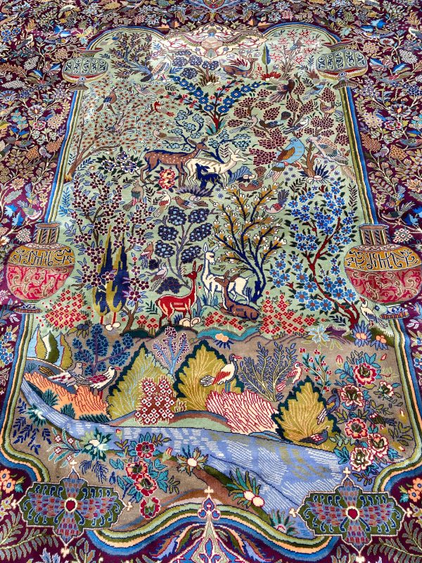 Antique Museum Piece Garden Of Eden Kashmar Rug (90 Years)