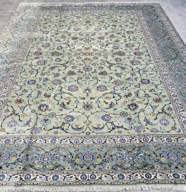 4.1×3.1M Signed Pistachio Tone Persian Kashan
