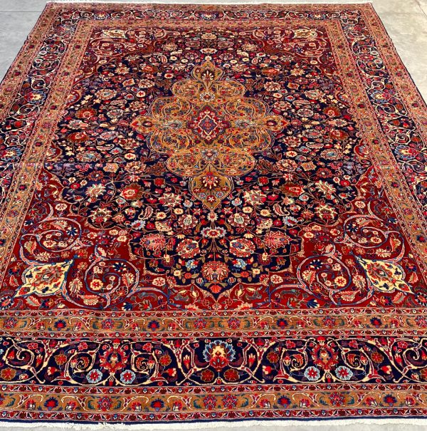4x3M Antique Signed French Roses Design Mood Rug