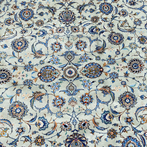 4.5x3.4M Over Sized Pistachio Tone Persian Kashan Rug