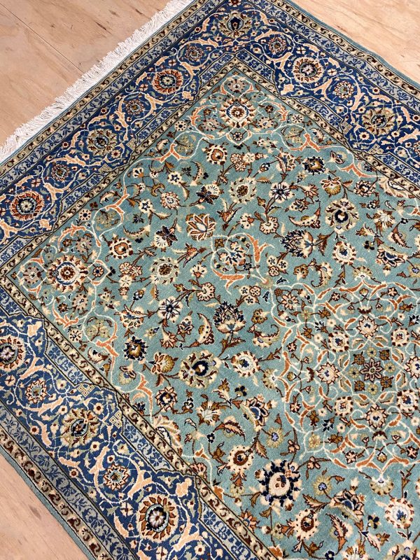 2.1×1.4M Antique Pistachio Tone Persian Kashan Rug