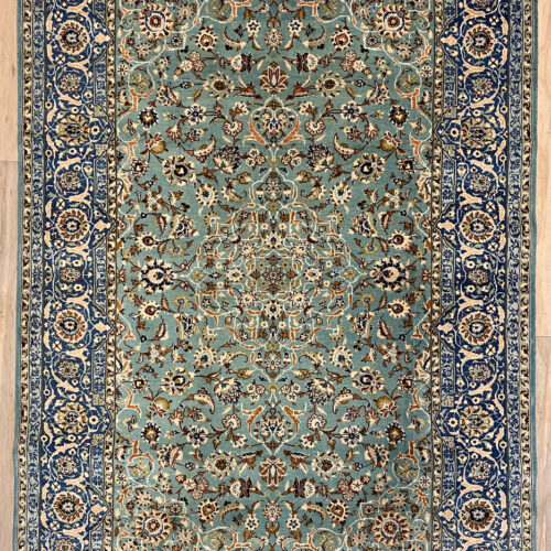 2.1x1.4M Antique Pistachio Tone Persian Kashan Rug