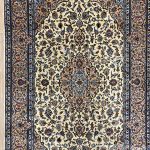 2.2×1.4M Signed Beige Persian Kashan Rug (Silkinlaid)