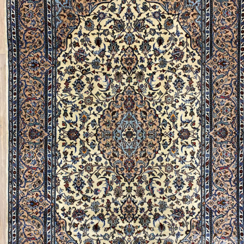 2.2x1.5M Signed Beige Persian Kashan Rug
