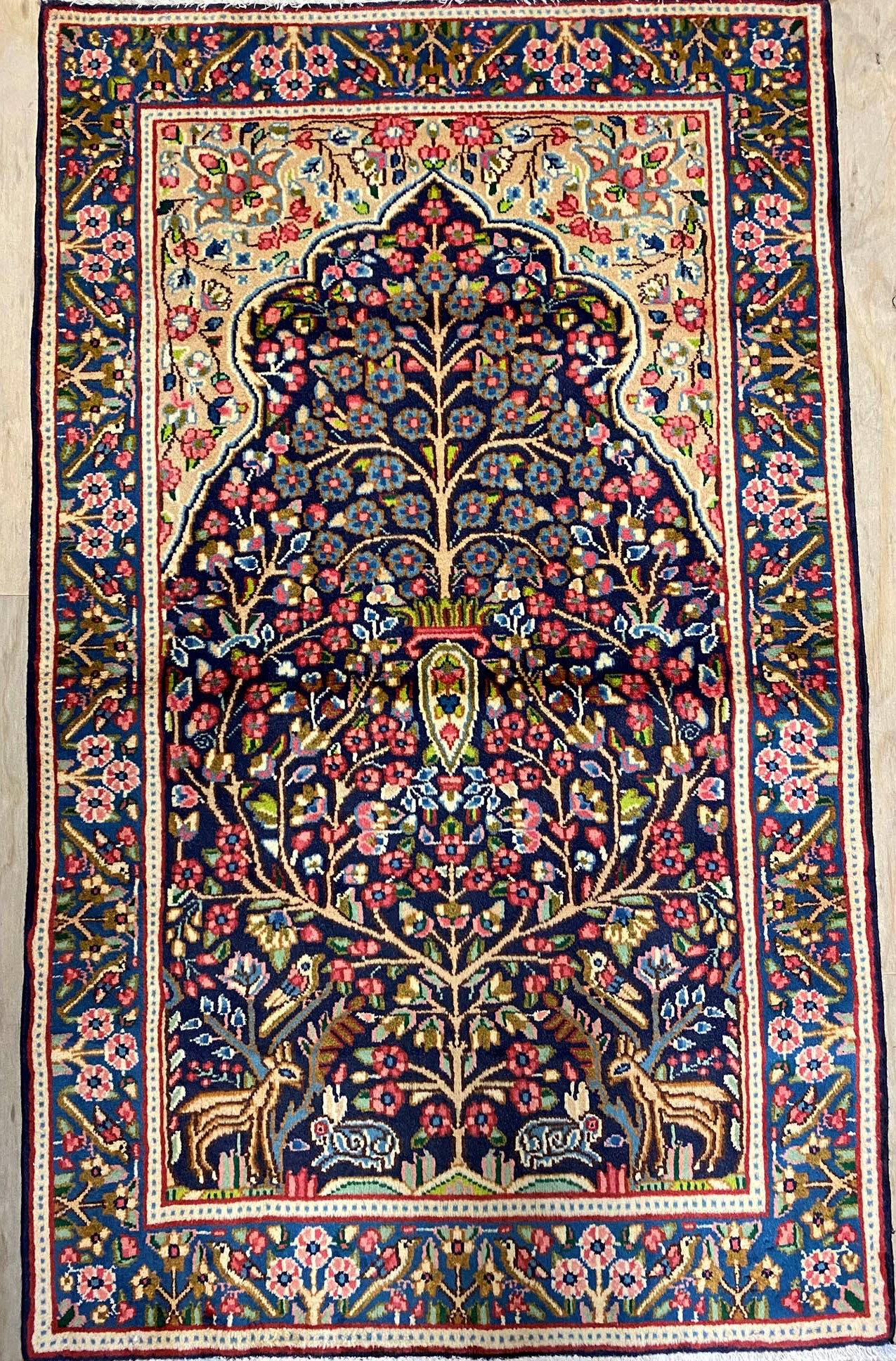 1 5x0 8m Tree Of Life Persian Kerman Rug