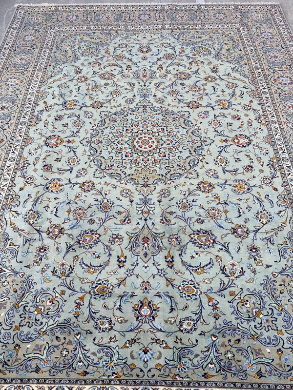 4x3M Pistachio Tone Persian Kashan Rug