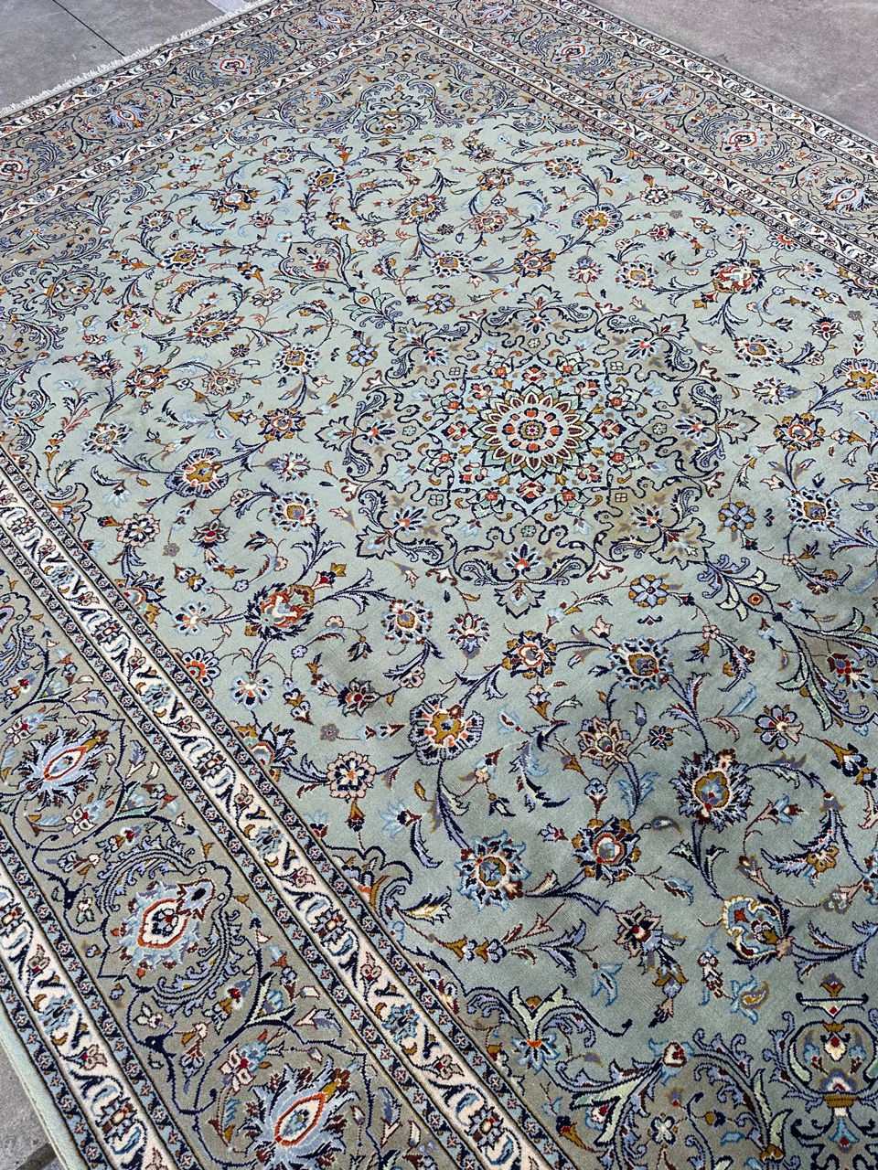 4x3M Pistachio Tone Persian Kashan Rug - Image 7