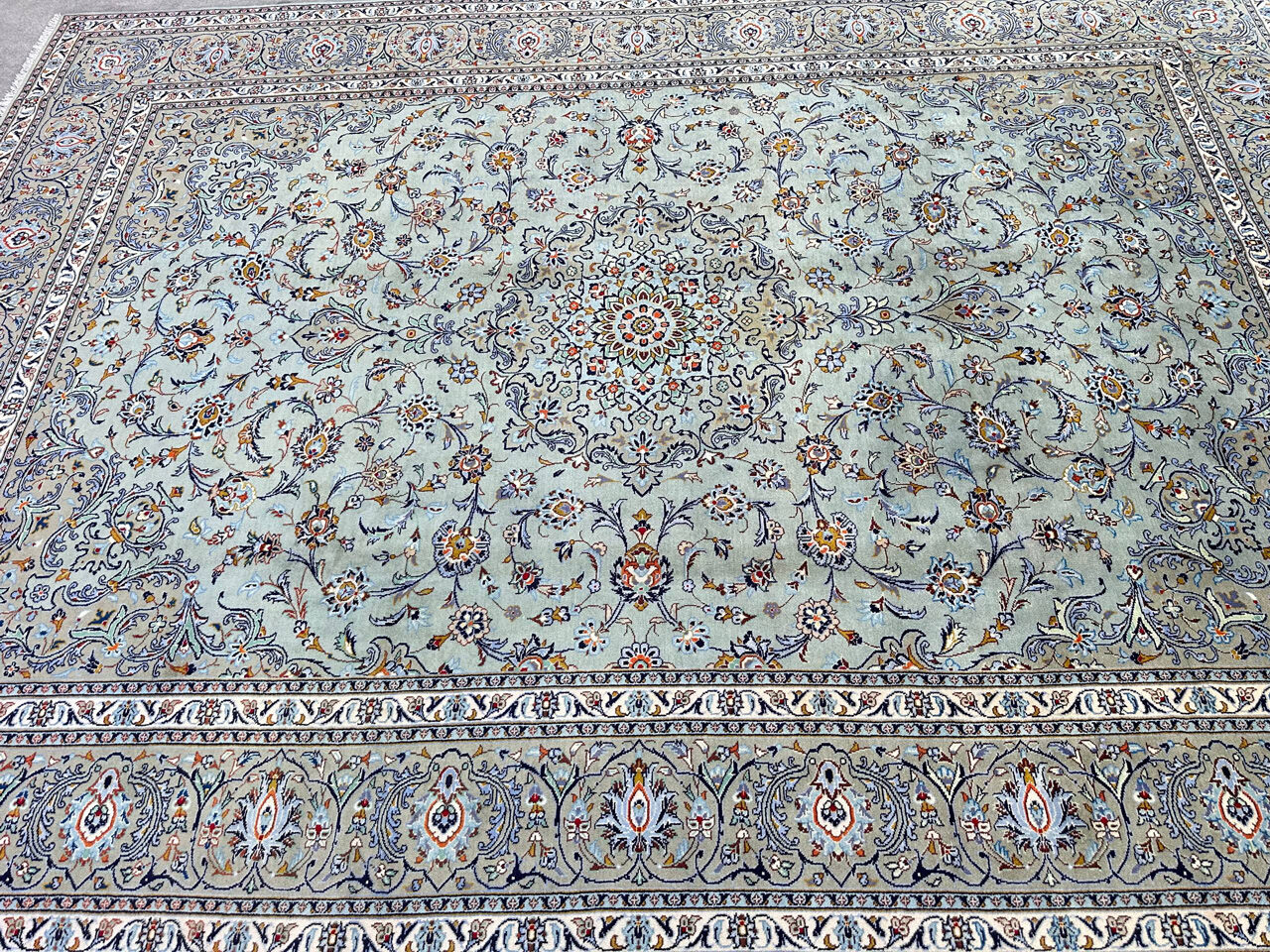 4x3M Pistachio Tone Persian Kashan Rug - Image 8