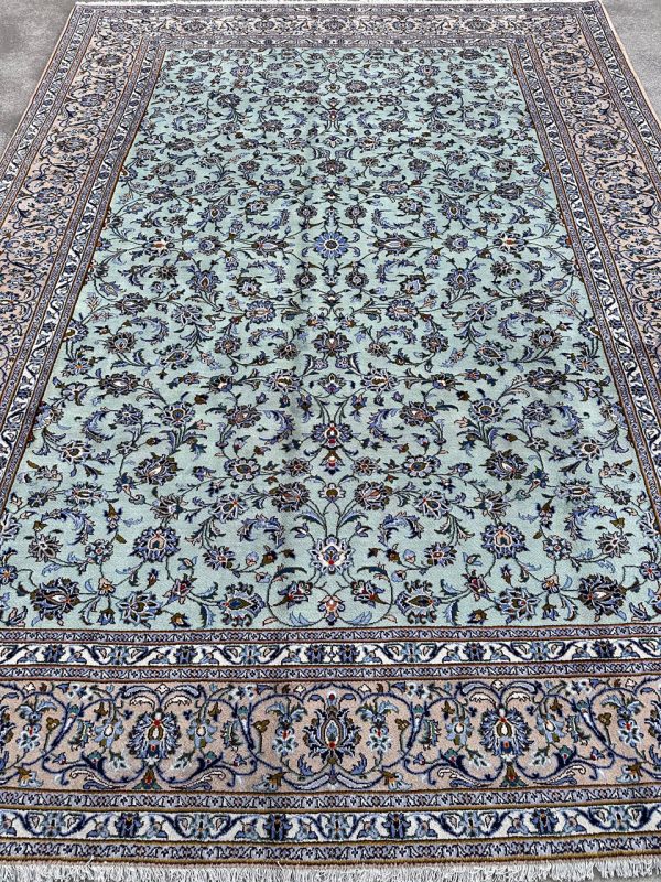 4.1x3M Pistachio Tone Persian Kashan Rug