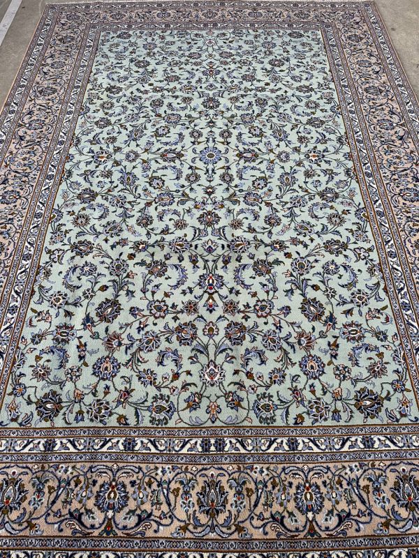 4.2x3M Pistachio Tone Persian Kashan Rug