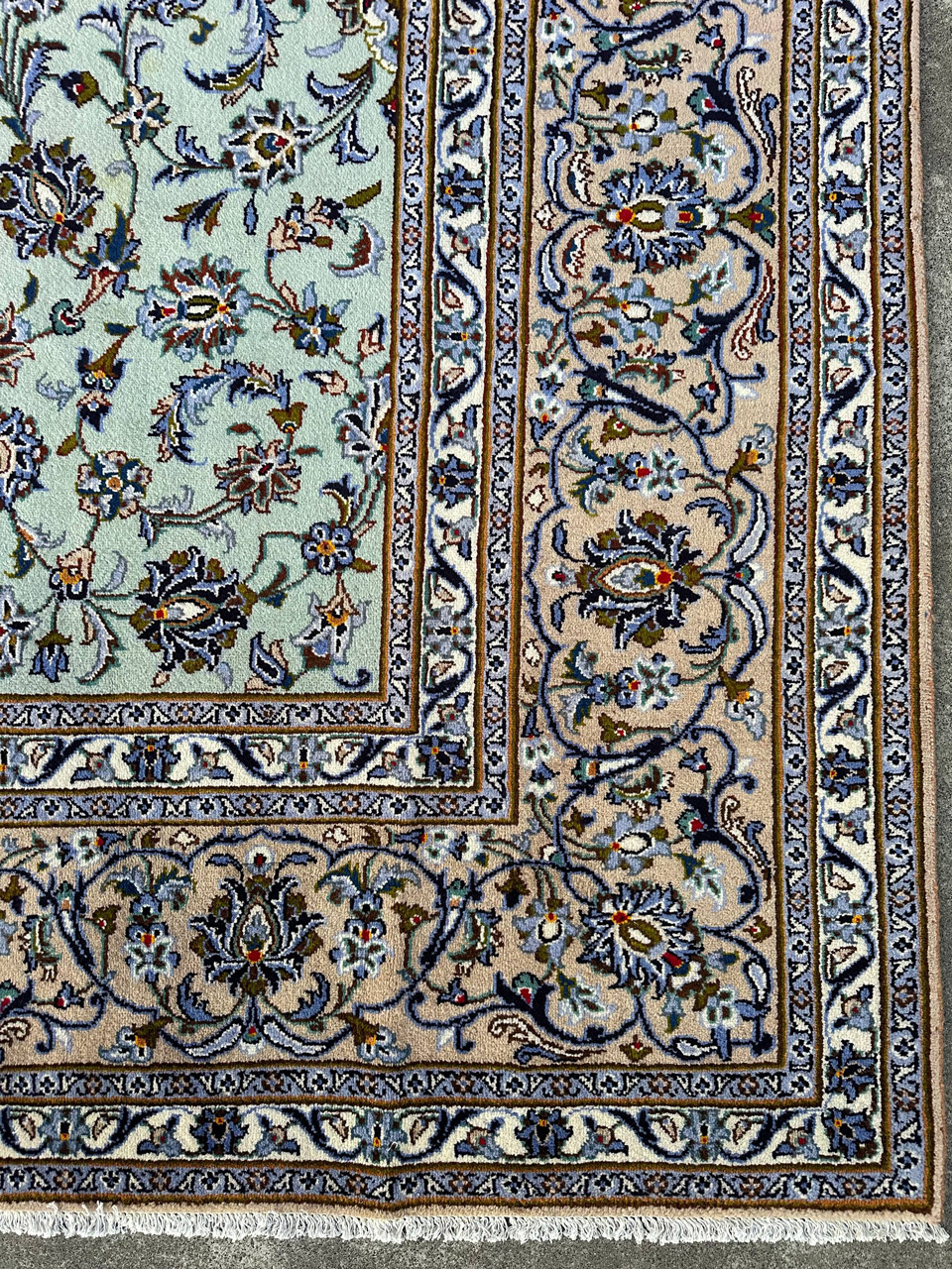 4.2x3M Pistachio Tone Persian Kashan Rug - Image 3