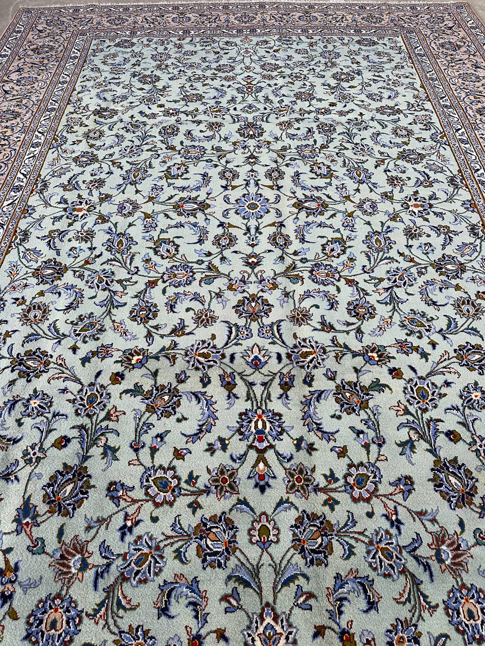 4.2x3M Pistachio Tone Persian Kashan Rug - Image 7