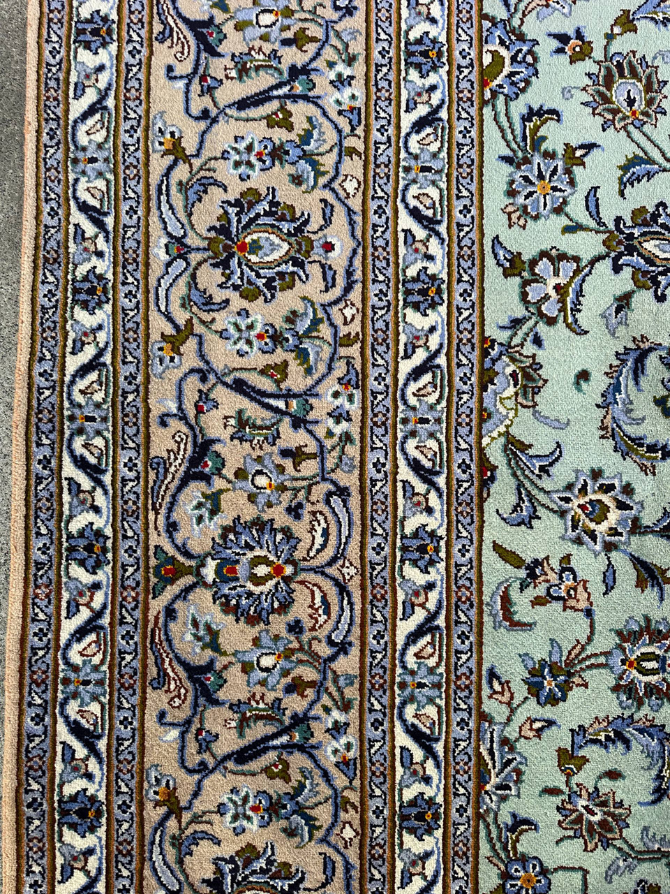 4.2x3M Pistachio Tone Persian Kashan Rug - Image 9