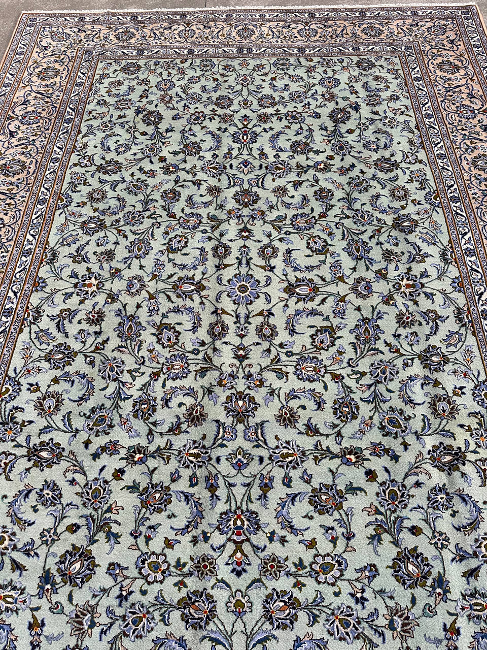 4.2x3M Pistachio Tone Persian Kashan Rug - Image 2