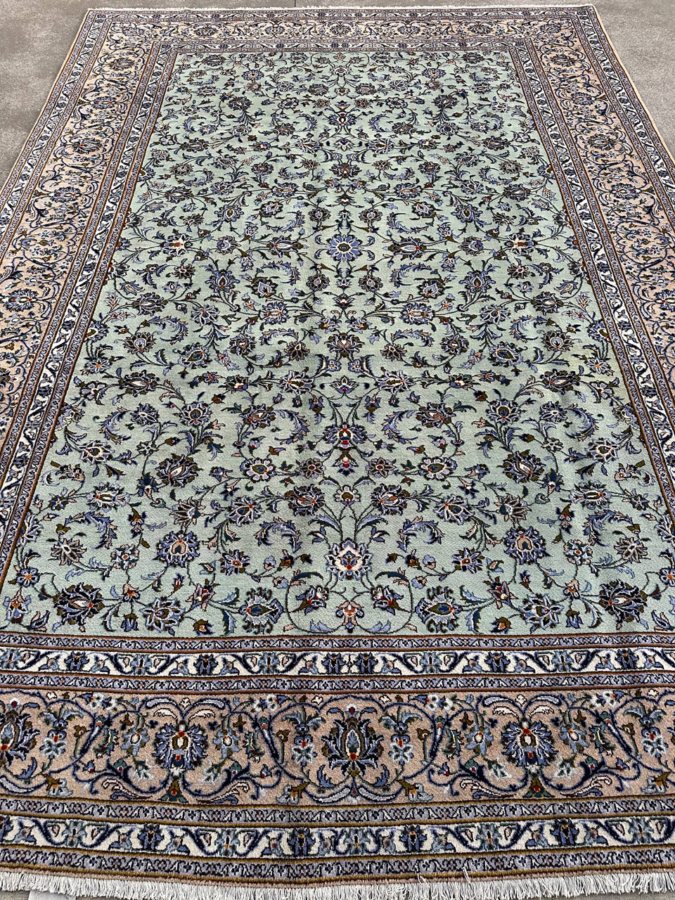 4.2x3M Pistachio Tone Persian Kashan Rug - Image 5