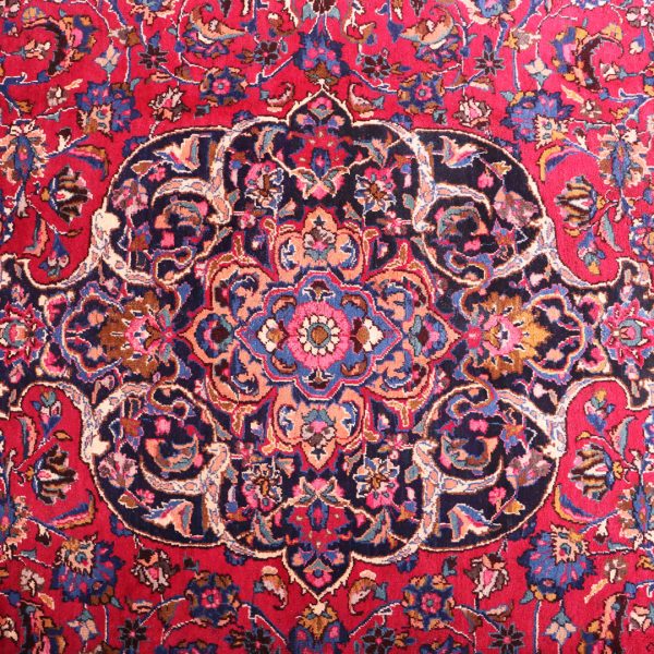 3.4×2.6 Antique & Signed Mashad Persian Rug