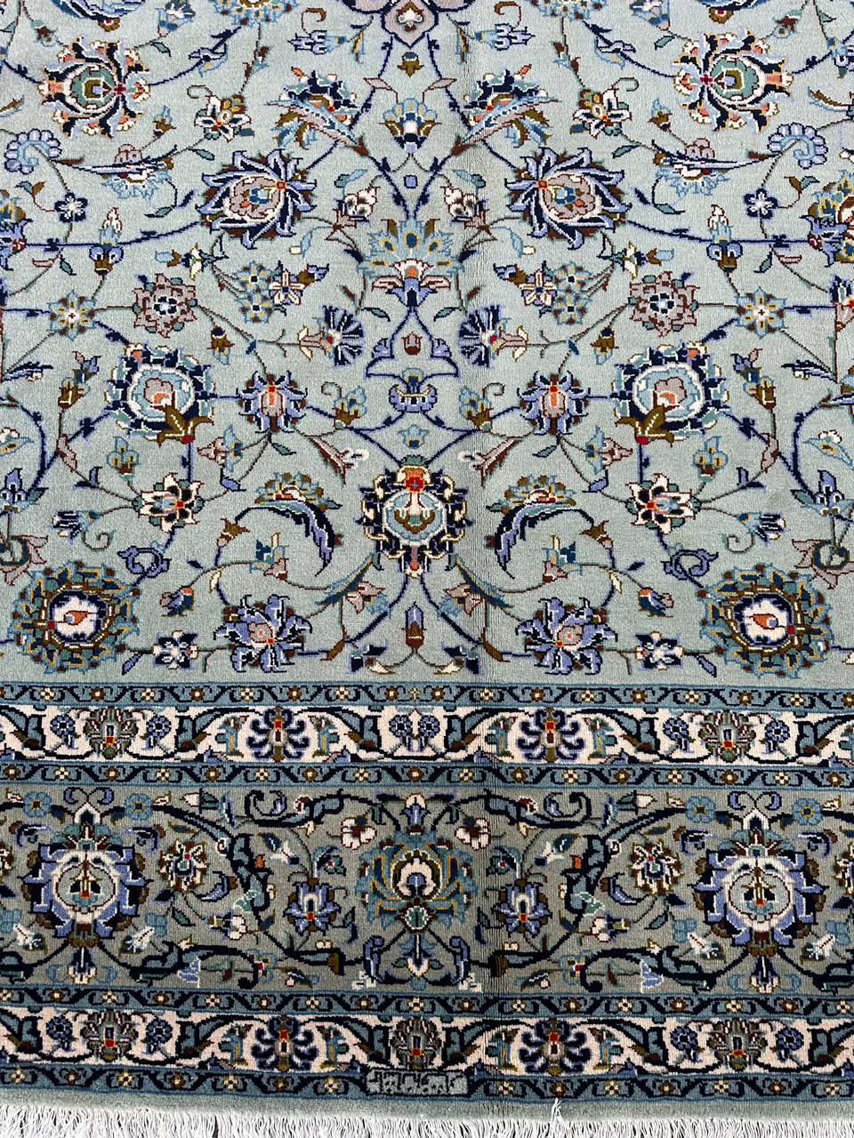 4x3M Signed Pistachio Tone Persian Kashan Rug - Image 8