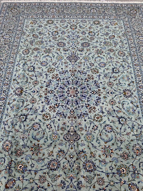 4x3M Signed Pistachio Tone Persian Kashan Rug