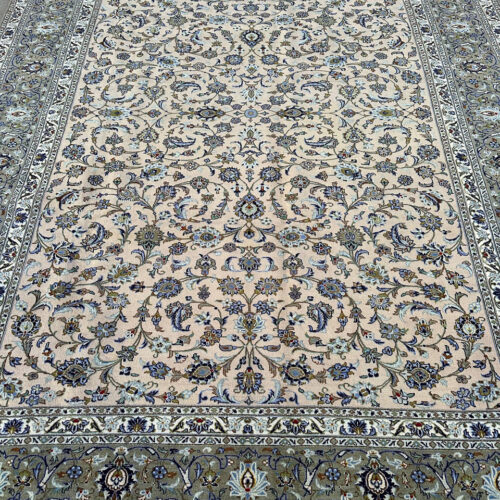 4x3M Signed Beige Kashan Rug