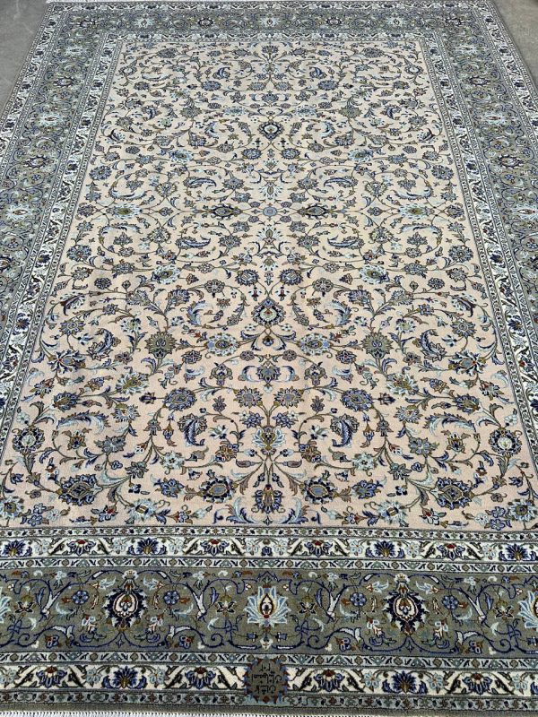 4x3M Signed Beige Kashan Rug