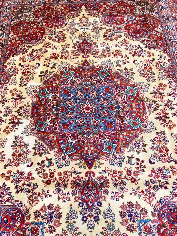 3.4×2.5M Sigend Persian Sabzevar Rug (Repaired)