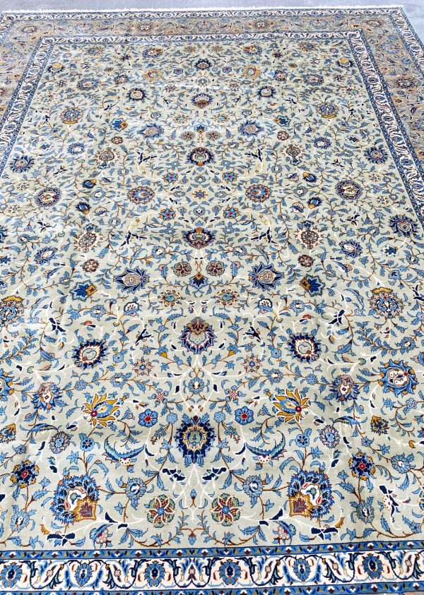 4.4×3.2M Pistachio Tone Persian Kashan Rug