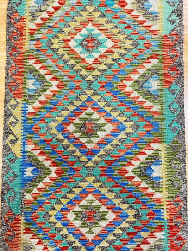 2.9 x 0.9 M Boho Maymana Afghan Kilim Runner