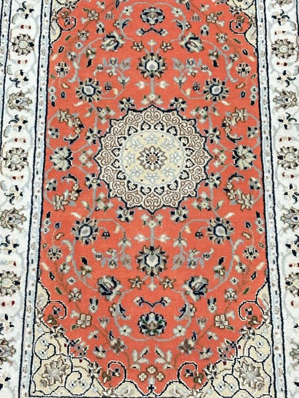 1.3 x 0.7 M Indian Wool & Silk Nain Design Rug