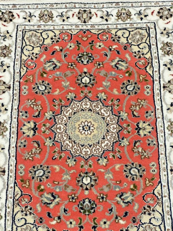 0.93 x 0.65 M Indian Wool & Silk Nain Design Rug