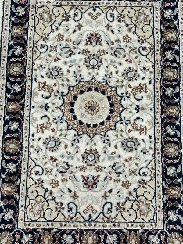 0.97 x 0.63 M Indian Wool & Silk Nain Design Rug