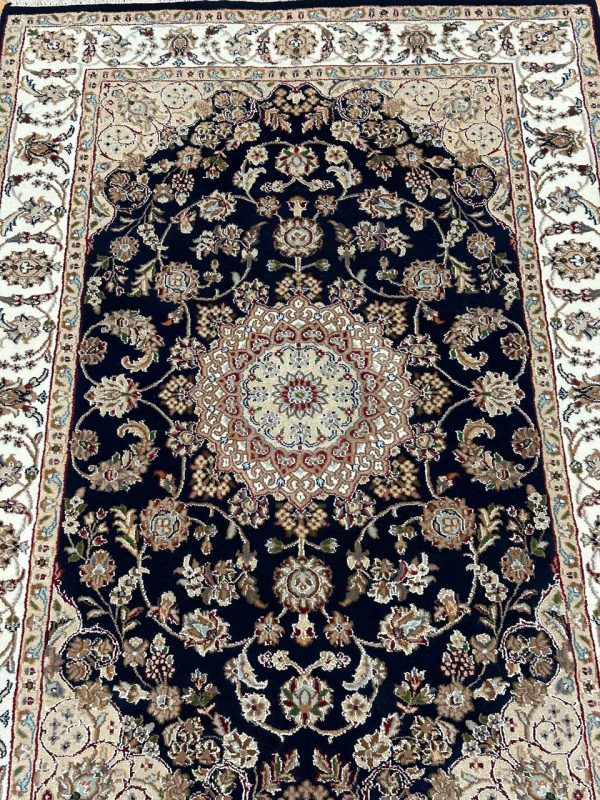 1.8 x 1.2 M Indian Wool & Silk Nain Design Rug